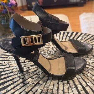 Michael Kors Black Heels with Gold Buckle